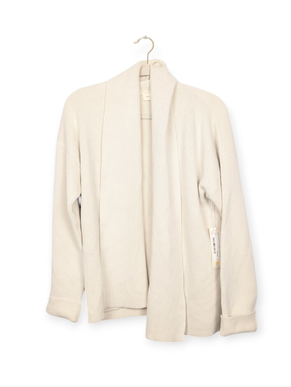 78 & Sunny Stellar Drape Front Cardigan Ivory Open Front Sweater Size M